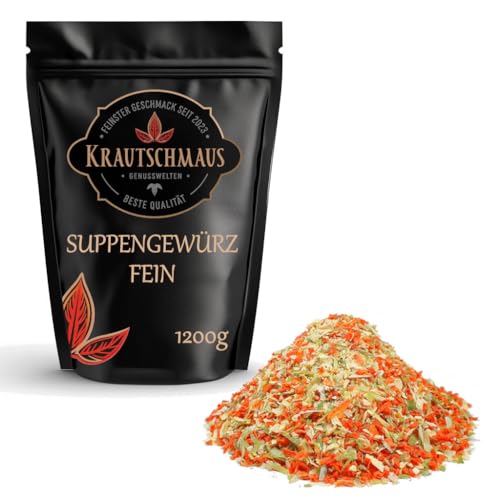 1,2kg Suppengemüse getrocknet von Krautschmaus, Suppengewürz ohne Zusatzstoffe, Suppe Gemüse, Premium Suppengrün getrocknet von Krautschmaus