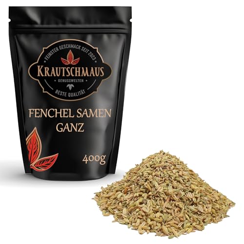 800g Fenchelsamen ganz von Krautschmaus, Fenchel Samen, Fenchelsaat zum Würzen und Kochen, aromatische Fenchelkörner ohne Zusatzstoffe von Krautschmaus