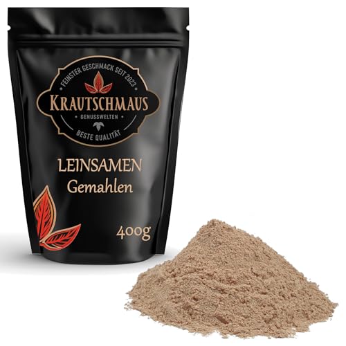 800g Leinsamen gemahlen von Krautschmaus, gemahlene Leinsaat, Leinsamenmehl, gemahlene Flachssamen ohne Zusatzstoffe, reich an Ballaststoffen von Krautschmaus