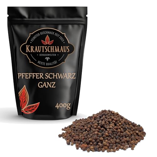 800g Schwarzer Pfeffer ganz von Krautschmaus, ganze Pfefferkörner für Pfeffermühle, Pfeffer schwarz grob, ohne Zusatzstoffe von Krautschmaus