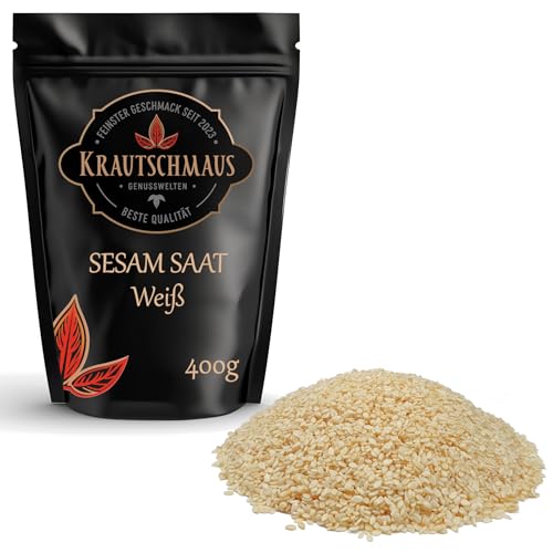 800g Sesam ganz von Krautschmaus, Sesamkörner zum Backen, Sesamsamen, Sesamkerne, Sesamsaat, Sesam Gewürz ohne Zusatzstoffe, Vegan von Krautschmaus