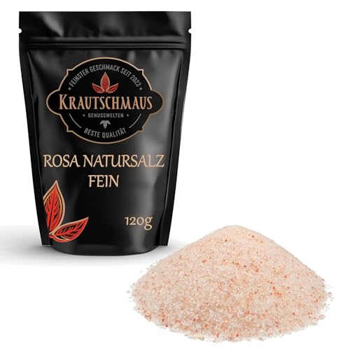 Krautschmaus rosa Natursalz fein 120g, bekannt als Himalaya Salz aus Salt Range Pakistan, Kristallsalz, feines Steinsalz, pinkes Speisesalz ohne Zusatzstoffe von Krautschmaus