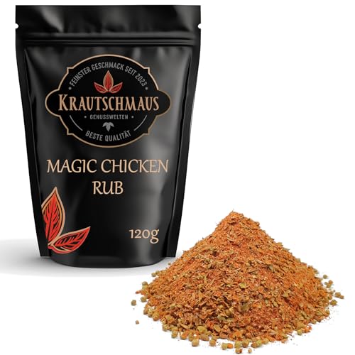 120g Magic Chicken Rub von Krautschmaus, Hähnchen Gewürz, Gewürzmischung Geflügel, BBQ Trockenmarinade, Spicy Grillhähnchen Würzmischung ohne Zusatzstoffe von Krautschmaus