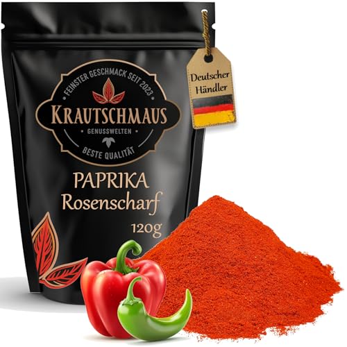 120g Paprika rosenscharf von Krautschmaus, Paprikapulver scharf, Paprika gemahlen, Paprikagewürz ohne Zusatzstoffe von Krautschmaus