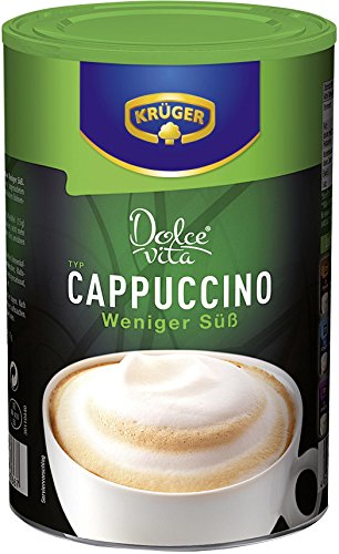 Krüger Dolce Vita Cappuccino, Weniger Süß, Milchkaffee, Milch Kaffee aus löslichem Bohnenkaffee, 200 g von Krüger YOU