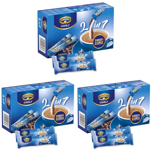 KRÜGER Family 2 in 1, Instant Kaffee Sticks mit löslichem Kaffee & Kaffeeweißer, 10 Sticks (14g) (Packung mit 3) von Krüger