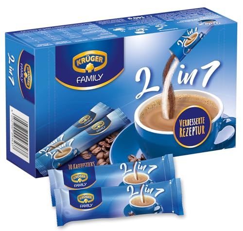 KRÜGER Family 2 in 1, Instant Kaffee Sticks mit löslichem Kaffee & Kaffeeweißer, 10 Sticks (14g) von Krüger