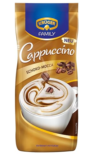 KRÜGER Family Cappuccino Schoko Mocca, aromatisiertes Getränkepulver mit löslichem Bohnenkaffee, koffeinhaltig, 500 g Beutel von Krüger