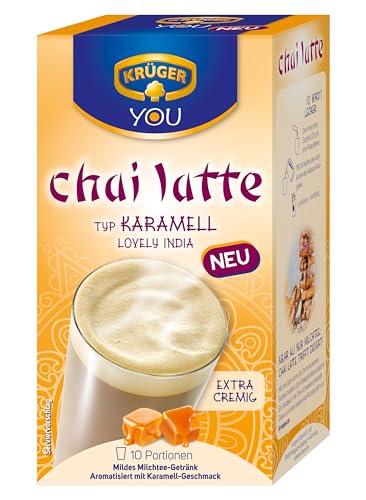 KRÜGER YOU chai latte Karamell, Instantzubereitung für Teegetränke, aromatisiert mit Karamell-Geschmack, 250 g (10 x 25 g Sachets) von Krüger