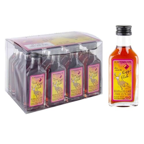 Krugmann 20 x Kipp Elch | Wildfrucht Likör in Mini Glas Flasche 15% Vol. 20 ml von Krugmann