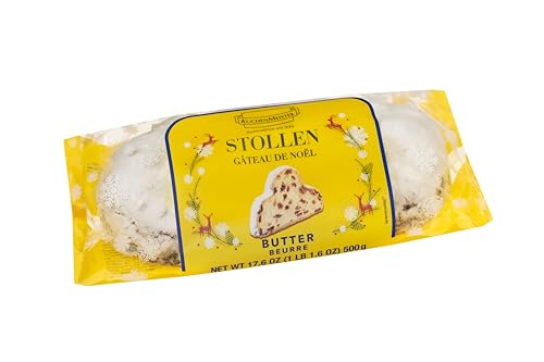 KuchenMeister Butter Stollen 500 g - Saftiger Stollen mit echter Butter, Rosinen und kandierten Früchten nach traditionellem Konditor Rezept (1 x 500 g) von Kuchen Meister