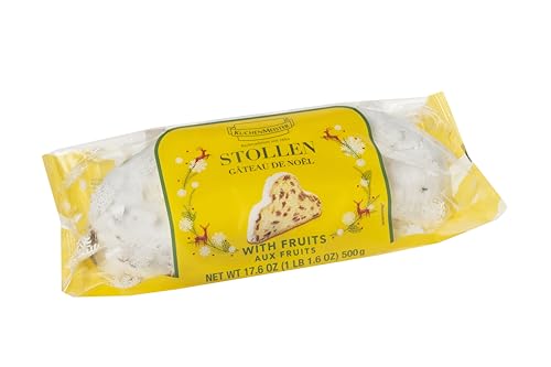 KuchenMeister Christ Stollen 500 g im 10er Pack - Saftiger veganer Stollen gefüllt mit Rosinen und kandierten Früchten, nach traditionellem Rezept (10 x 500 g) von Kuchen Meister