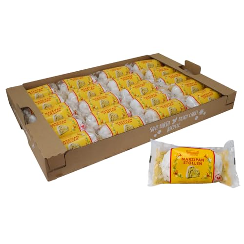 KuchenMeister Edel Marzipan Stollen 200 g im 20er Pack - Saftiger Stollen mit Rosinen, kandierten Früchten und einem Kern aus Marzipan, vegan (20 x 200 g) von Kuchen Meister