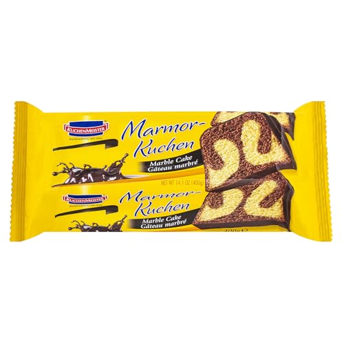 KuchenMeister Marmor Kuchen 400 g | Feine Marmorierung | saftig-zarter Geschmack | Klassiker mit hellem und dunklem Teig | Vegetarisch, Halal | 1 x 400 g von Kuchen Meister