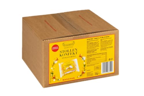 KuchenMeister Marzipan Stollen Konfekt mit Rosinen 27 g einzeln verpackt, insgesamt 2000 g - Konfekt aus Stollenteig mit saftigem Marzipankern (1 x 2 kg) von Kuchen Meister