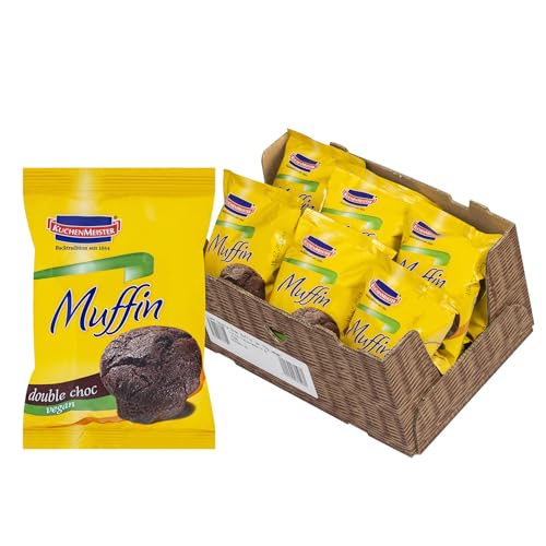 KuchenMeister Schokoladen Muffin | Double Choc | vegan 75 g | 12er Vorratspack | Schoko Muffins einzeln verpackt | perfekter Snack für unterwegs | (12 x 75 g) von Kuchen Meister