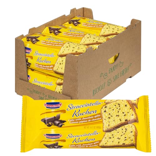 KuchenMeister Stracciatella Kuchen 400 g im 6er Pack - Saftiger Stracciatella Kuchen mit feinen Schokosplittern, leicht und locker im Geschmack (6 x 400 g) von Kuchen Meister