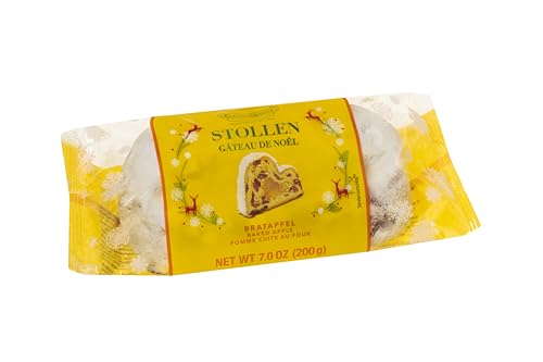 KuchenMeister Bratapfel Stollen 200 g - Fruchtige Bratapfelfüllung mit Apfelstückchen und Zimt verfeinert mit ausgewählten Rosinen (1 x 200 g) von Kuchen Meister