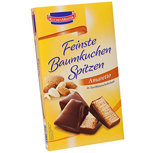 Kuchenmeister GmbH - Baumkuchen Marzipan Amaretto Spitzen überzogen mit Zartbitter-Schokolade - 125g von Kuchen Meister