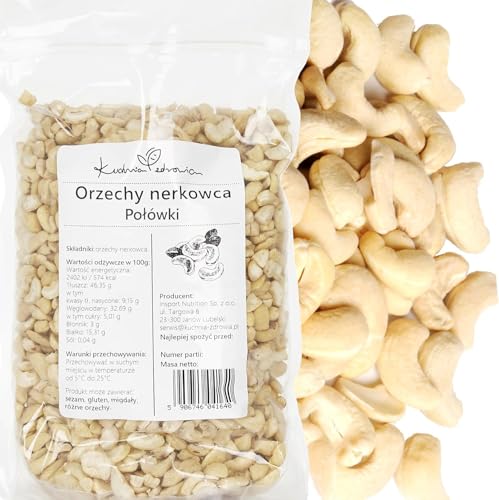 Kuchnia Zdrowia - Cashewnusshälften - Kein Salz - Leckerer Snack - Ohne Zusatzstoffe - Auslaufsichere Verpackung mit Reißverschluss - 1kg Doypack (500g) von Kuchnia Zdrowia