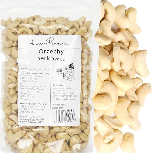 Kuchnia Zdrowia - Ganze Cashewnüsse - Ohne Salz - Leckerer Snack - Natürlich - Auslaufsichere Verpackung mit Reißverschluss - Doypack: (500g) von Kuchnia Zdrowia