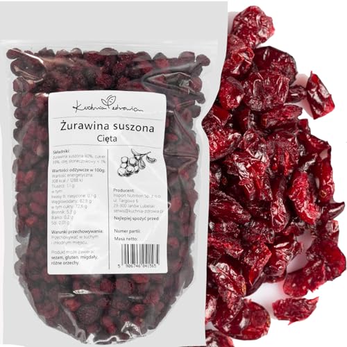 Kuchnia Zdrowia - Getrocknete, geschnittene Preiselbeeren - Leckerer Snack - Natürlich - Hohe Qualität - Auslaufsichere Verpackung mit Reißverschluss - Doypack: (200g) von Kuchnia Zdrowia