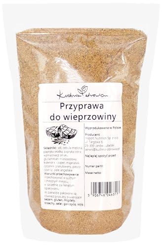 Kuchnia Zdrowia - Gewürz für Schweinefleisch - Gehackte Zwiebel, süßer Paprika, Majoran, Knoblauch, schwarzer Pfeffer, Piment - Auslaufsichere Verpackung mit Reißverschluss - Doypack: (200 Gramm) von Kuchnia Zdrowia