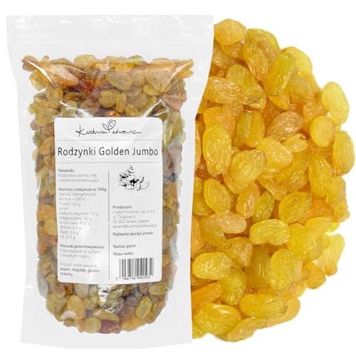 Kuchnia Zdrowia - Goldene Jumbo-Sultaninen - Getrocknete - Leckerer Snack - Natürlich - Auslaufsichere Verpackung mit Reißverschluss - Doypack: (1kg) von Kuchnia Zdrowia