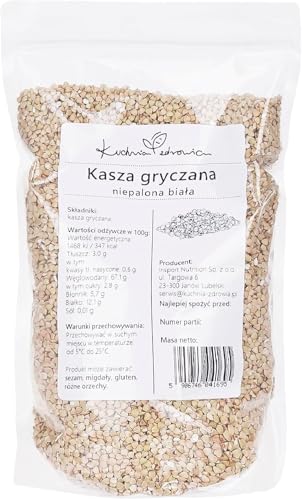 Kuchnia Zdrowia - Ungeröstete weiße Buchweizengrütze - Hohe Qualität - Vegan - Natürlich - Auslaufsichere Verpackung mit Reißverschluss - 1kg Doypack von Kuchnia Zdrowia