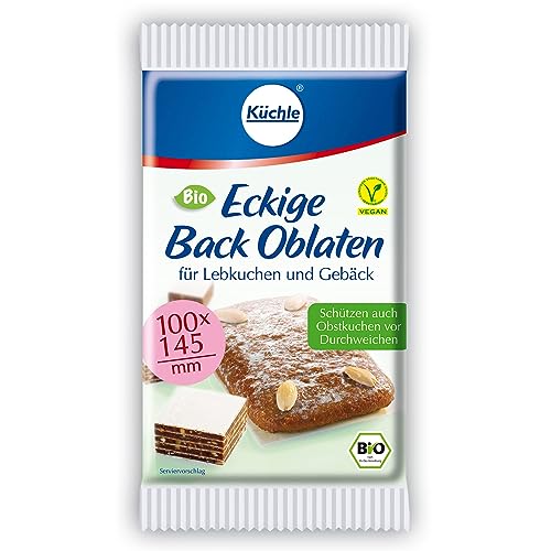 Küchle eckige Back Oblaten Bio Vegan 100mm 40g pro Packung 1er Pack Esspapier zum Backen von Makronen & Lebkuchen von Küchle