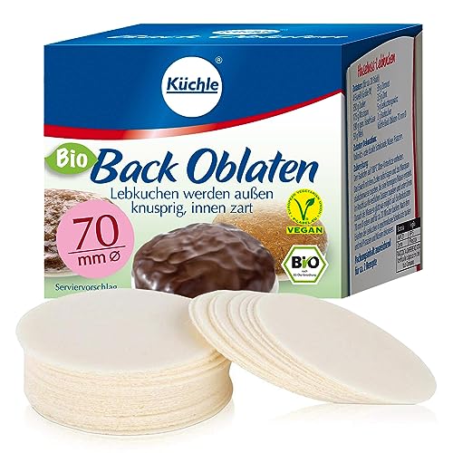 Küchle runde Back Oblaten Bio Vegan 70mm 36g pro Packung 1er Pack Esspapier zum Backen von Makronen & Lebkuchen von Küchle