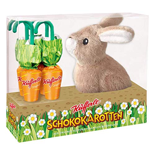 Schokokarotten 4er mit Plüschhase Osterhase Schokoschirm Ostern 54g von Küfferle