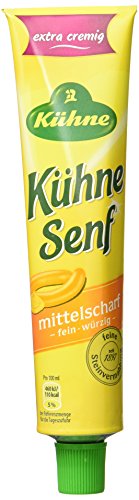 Kühne Senf mittelscharf in der Tube, 15er Pack (15 x 100 ml) von Kühne