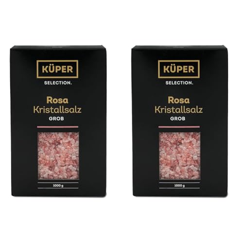 Küper Selection 1000g Kristallsalz rosa grob - grobes Salz für die Salzmühle - rosa Natursalz zum Würzen und Verfeinern (Packung mit 2) von Küper Selection