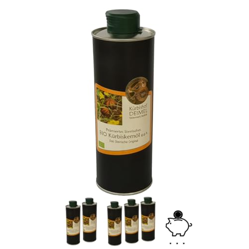 Kürbishof DEIMEL Steiermark/Austria - 500 ml Dose Original Steirisches BIO Kürbiskernöl - Jährlich prämiert von Kürbishof DEIMEL