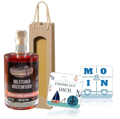 Küstenbuddel Geschenkeset Geschenk für Männer und Frauen (Likör, 500ml, Rum mit Ingwer und Blutorange) von Küstenbuddel