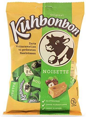 Kuhbonbon Noisette 175g – weiche Karamellbonbons aus süßem Karamell, zartschmelzende Toffee-Bonbons aus guter Butter, Milch und Haselnuss, glutenfrei, 175 gr von Kuhbonbon