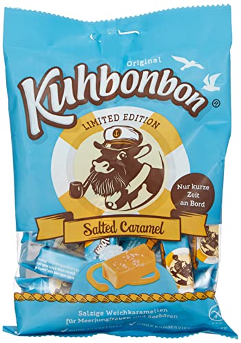 Kuhbonbon Salted Caramel 175g – weiche Karamellbonbons aus süßem Karamell, zartschmelzende Toffee-Bonbons aus guter Butter, Milch und Salz, glutenfrei, 175 gr von Kuhbonbon