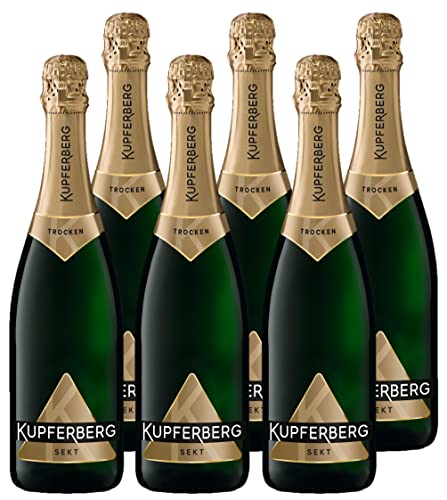 Kupferberg Gold Sekt Trocken (6 x 0,75 l) - frische Sekt-Cuvée aus ausgewählten Rebsorten, angenehmes Säurespiel, fruchtige Apfelaromen und leichte Gewürznoten, Sekttradition seit über 150 Jahren von Kupferberg