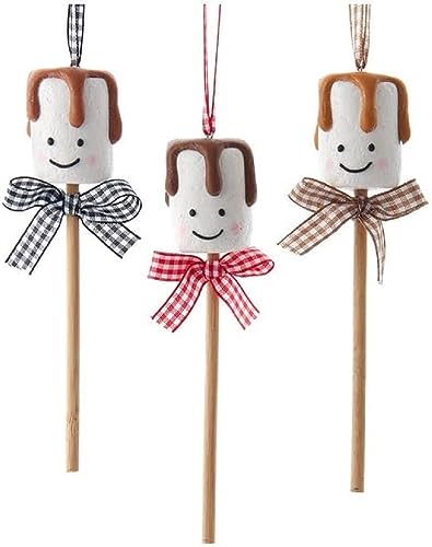 Kurt S. Adler Marshmallow Pops mit karierter Schleife, 3 sortiert von Kurt S. Adler