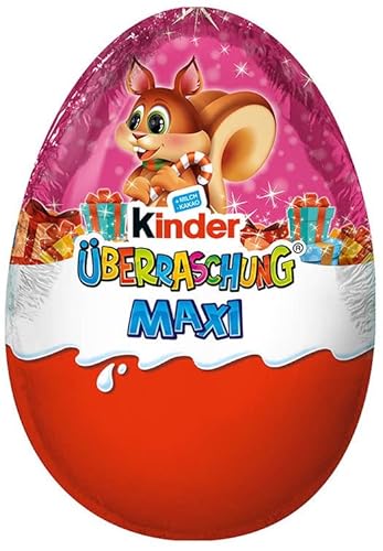 Ferrero Kinder Überraschung | Maxi Ei Rosa | 1 x 100g Packung | Weihnachtsmotive | Motiv nicht wählbar von Kywië