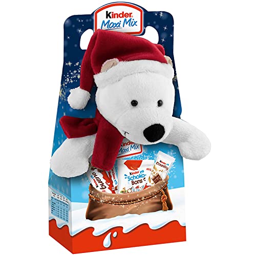 Ferrero kinder Maxi Mix Weihnachten | Geschenkverpackung mit Plüschfigur und Schokoladensortiment | 1 x 133g ("Enno Eisbär") von Kywië