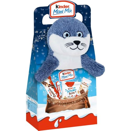 kinder Maxi Mix Weihnachten | Geschenkverpackung mit Plüschfigur und Schokoladensortiment | 1 x 133g ("Frida Flosse") von Kywië