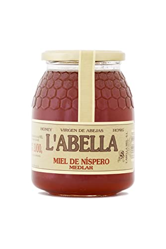 L'Abella Mel – 100% natürlicher Mispelblütenhonig | Reiner Bienenhonig, von Hand gesammelt an der Costa Blanca, Spanien – Premiumprodukt – 1000-g-Glas – Glutenfrei von L'ABELLAMEL