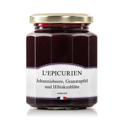 L'Épicurien | Fruchtaufstrich Johannisbeere-Granatapfel-Hibiskusblüte | 320g Glas von L'Épicurien