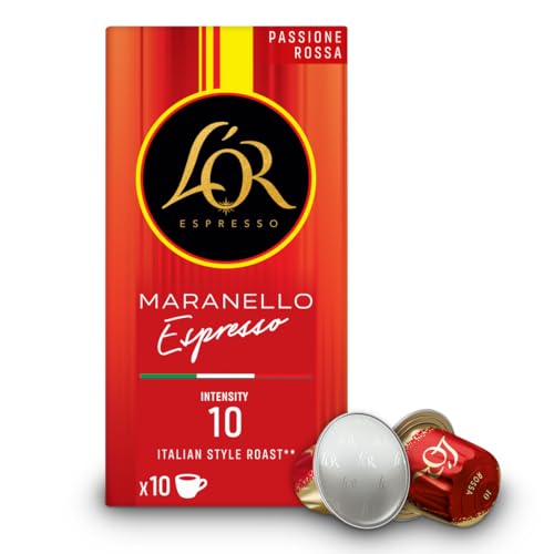 L'OR - Espresso Coffee Maranello - Intensität 10 - Dunkel Röstung - 10 Aluminiumkapseln kompatibel mit Nespresso Originalmaschine (1 Stück) von L'OR