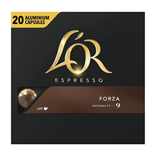 L'OR Espresso Kaffee Forza Intensität 9 - Nespresso®* kompatible Kaffeekapseln aus Aluminium - 5 Packungen mit 20 Kapseln (100 Getränke) von L'Or Espresso