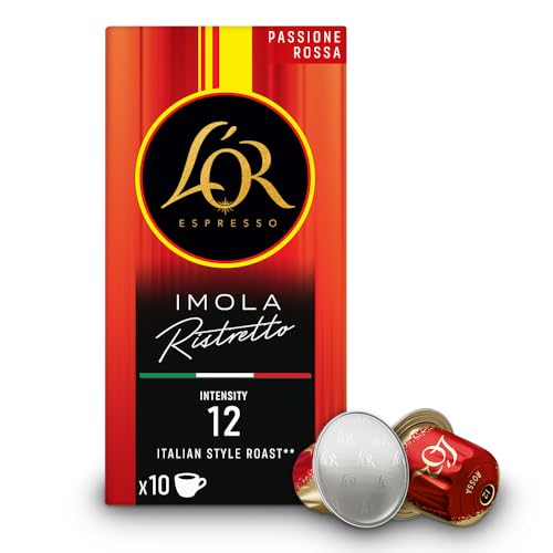 L'OR - Espresso-Kaffee -Imola Ristretto - Intensität 12 - Dunkle Röstung - 10 Aluminiumkapseln kompatibel mit Nespresso Originalmaschine (1 Stück) von L'OR