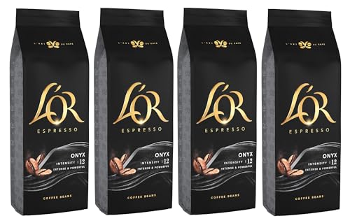 L'OR Espresso Koffiebonen Onyx (2 Kilogram, Intensiteit 12/12, 100% Arabica Dark Roast Koffie, UTZ Gecertificeerd), 4 x 500 Gram von L'OR