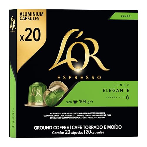 L'OR Lungo Elegante 6, Kaffeekapseln Nespresso®* kompatibel (20 Kaffeepads), fruchtig, Intensität 6/11 von L'OR